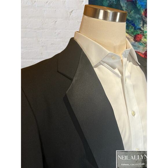Vtg Neil Allyn Mens 46XL 40x32 Black Tuxedo 2-Piece Set Tux Black Tie - Picture 4 of 16